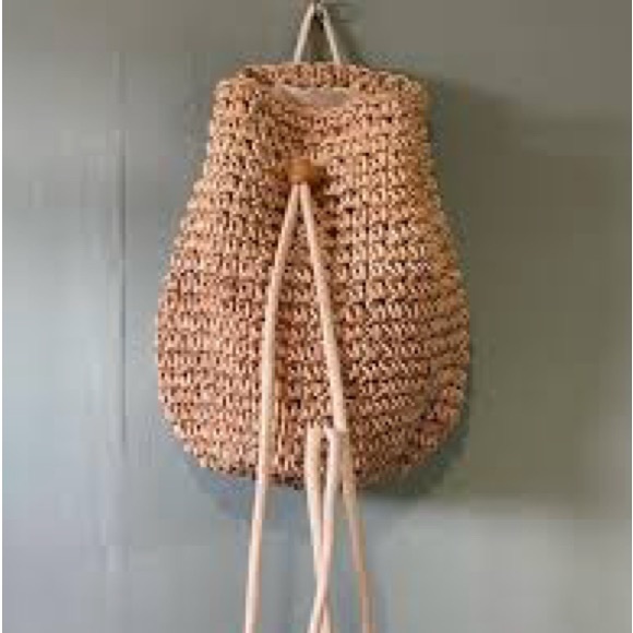 no/brand Handbags - Backpack Beach Straw Woven Weekend Getaways Tan Bag